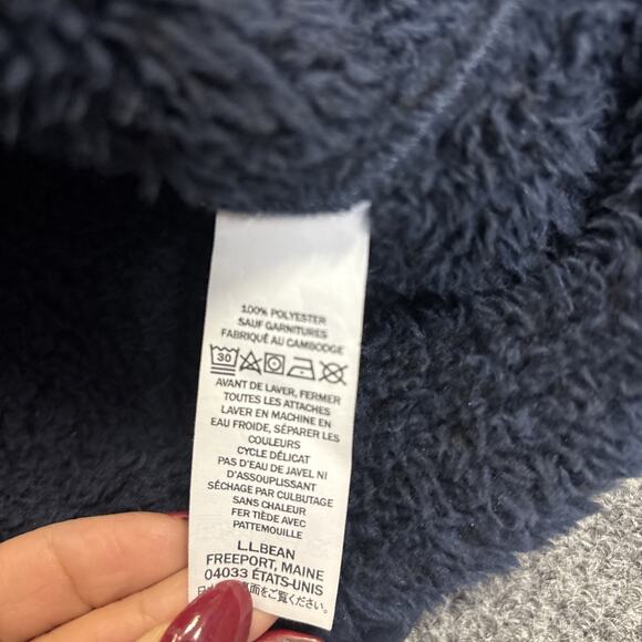 LL Bean Deep Pile Sherpa Fleece Full Zip Jacket Mens 2XL Navy Blue - Picture 6 of 7